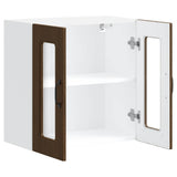 Kitchen Wall Cabinet with Glass Door Kalmar Brown Oak Engineered Wood 853674