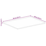 Table Top 90x60x1.5 cm Rectangular Solid Wood Rough Mango 371331
