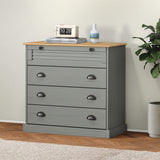 Chest of Drawers VIGO Grey 80x40x76 cm Solid Wood Pine 353162