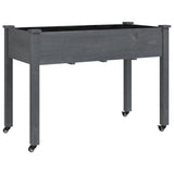 Wheeled Planter with Liner Grey 118x59x80 cm Solid Wood Fir 3157828