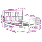 ZNTS Bookcase Bed without Mattress White 150x200 cm King Solid Wood Pine 3322799