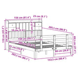 Bookcase Bed without Mattress Wax Brown 150x200 cm King Solid Wood Pine 3322815