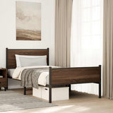 Metal Bed Frame without Mattress Brown Oak 107x203 cm 4007954