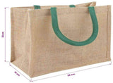 Jute Handbags 10 pcs Natural and Green 26 x 22 x 14 cm 42012285