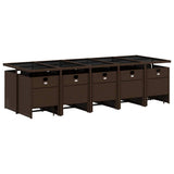 15 Piece Garden Dining Set with Cushions Brown Poly Rattan 3210633