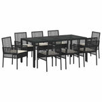 Garden Dining Set 9 pcs Black Poly rattan 3334860