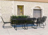 9 Piece Outdoor Dining Set Poly Rattan and Glass 3060254