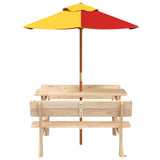 Picnic Table for 4 Kids with Umbrella Solid Wood Fir 3281617