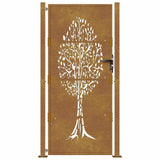 Garden Gate 100x200 cm Corten Steel Tree Design 153165