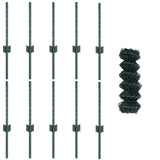 Chainlink Fence with Post 10 x 0.4 m PVC-Coated Steel Green 3336237