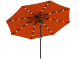 2.7m Outdoor Patio Garden Umbrella Parasol with Tilt Crank and 24 LEDs Lights, Orange T3398P318740