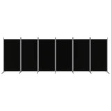 6-Panel Room Divider Black 520x180 cm Fabric 350273