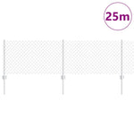 ZNTS Chain Link Fence with 22 U Posts Silver 0.6x25 m Steel 3336302