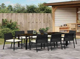 Garden Dining Set 9 pcs Black Powder-Coated Steel 3379253