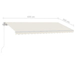 ZNTS Manual Retractable Awning with LED 450x350 cm Cream 3069642