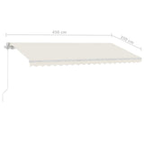 ZNTS Manual Retractable Awning with LED 450x350 cm Cream 3069642