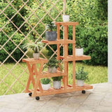 Flower Stand with Wheels 95x25x101 cm Solid Wood Fir 362882