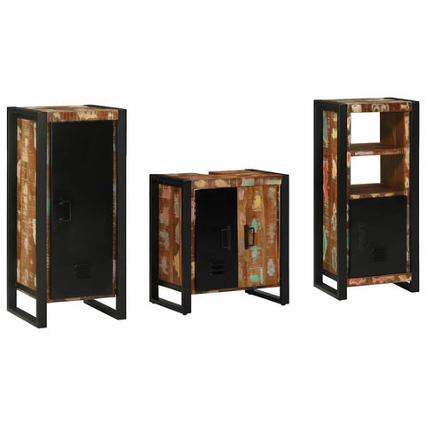 Bathroom Furniture Set 3 pcs Multicolour Solid Reclaimed Wood 3305629