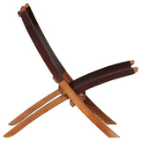 Folding Relaxing Chair Brown Real Leather 246363