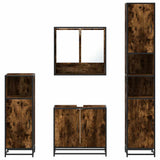 4 Piece Bathroom Furniture Set Smoked Oak Engineered Wood 3301217