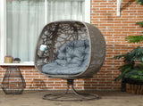 Swivel Egg Chair with Cushions, Foldable Basket Seat and Metal Frame, Indoor Outdoor Lounge Chair T3398P322185