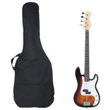 Electric Bass Guitar for Beginner with Bag Brown and White 4/4 46" 70184