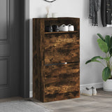 Shoe Cabinet Smoked Oak 60x34x116 Engineered Wood 840019