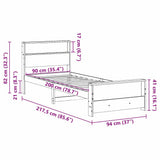 Bed Frame with Headboard White 90 x 200 cm Engineered Wood 877234