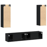 TV Cabinet Set 4 pcs Black oak Large Engineered wood 3393367