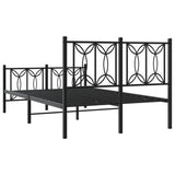 Metal Bed Frame without Mattress with Footboard Black 120x190cm 376143