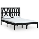 3103982 Bed Frame without Mattress Black Solid Wood 140x190 cm