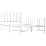 Metal Bed Frame without Mattress with Footboard White 100x200cm 350944