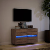 TV Wall Cabinet with LED Lights Brown Oak 80x31x45 cm 852291
