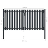 ZNTS Double Door Fence Gate Steel 306x200 cm Anthracite 146353