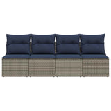 Garden Sofa with Cushion Grey 220 x 62 x 69 cm Poly Rattan 366151