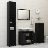 ZNTS 3 Piece Bathroom Furniture Set Black Engineered Wood 3056926