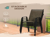 Set of Four Stackable Mesh Seat Chairs - Mixed Brown T3398P323796