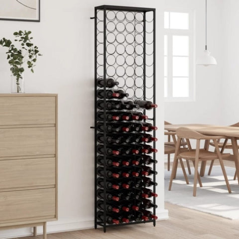 ZNTS Wine Rack for 95 Bottles Black 54x18x200 cm Wrought Iron 358368