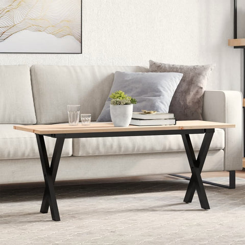 ZNTS Coffee Table X-Frame 110x40x45 cm Solid Wood Pine and Steel 3282689