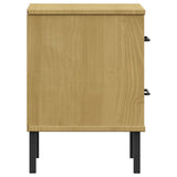 Bedside Cabinet with Metal Legs Brown Solid Wood Pine OSLO 350973