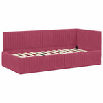 Corner Bed Frame with Headboard Wine red 90 x 200 cm Velvet 42016270