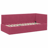 Corner Bed Frame with Headboard Wine red 90 x 200 cm Velvet 42016270