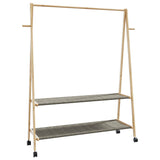 ZNTS Clothes Rack with Shelves and Wheels 132x45.5x155.5 cm Bamboo 4008913