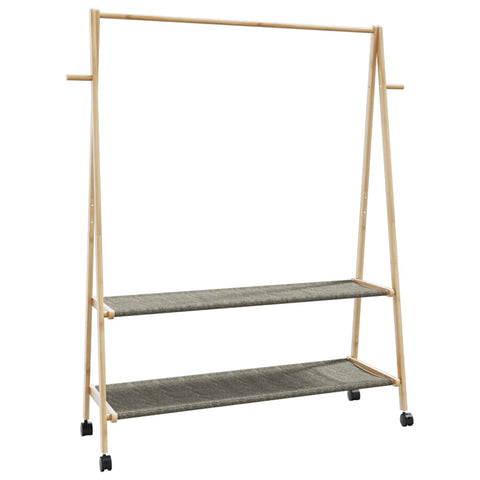 ZNTS Clothes Rack with Shelves and Wheels 132x45.5x155.5 cm Bamboo 4008913