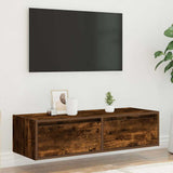 TV Cabinet with LED Lights Smoked Oak 100X35.5x25 cm 860242