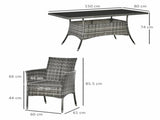 6-Seater Rattan Dining Set Garden Furniture Patio Rectangular Table Cube Chairs Outdoor Fire T3398P318687