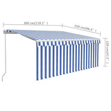 Manual Retractable Awning with Blind 3x2.5m Blue&White 3069256