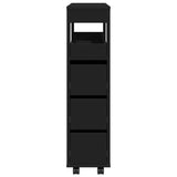 Narrow Bathroom Cabinet with Wheels Black Engineered Wood 855269