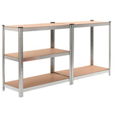 5-Layer Heavy-duty Shelves 5 pcs Silver Steel&Engineered Wood 271518