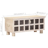 247670 Storage Box White 110x40x45 cm Solid Acacia Wood